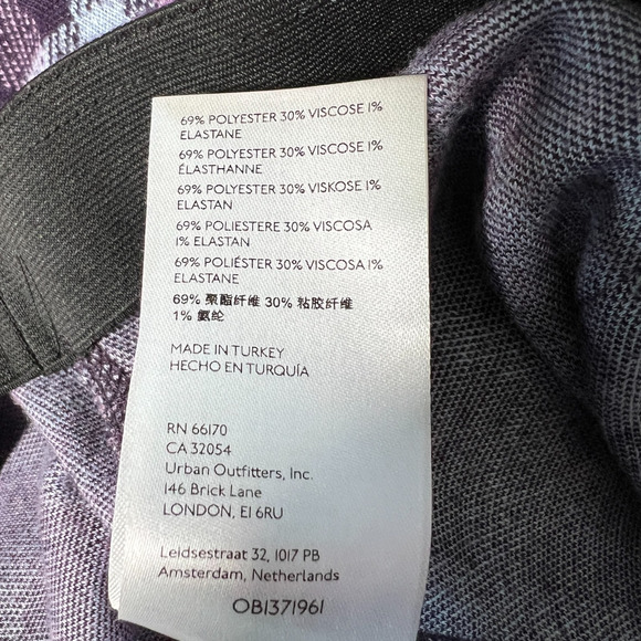 Anthropologie Maeve Cropped Flare Pants Purple Plaid Size Large Happy Playful - Picture 5 of 6